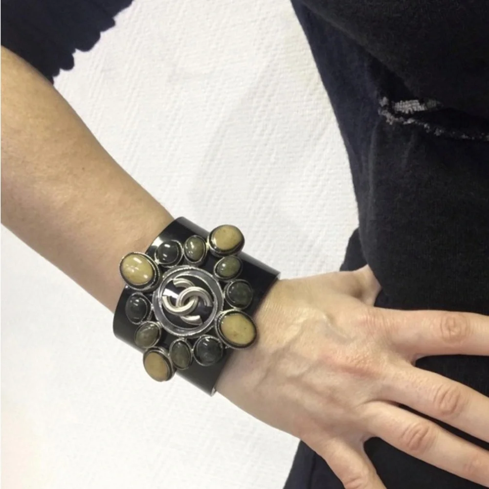Chanel Black and Silver Cuff Bracelet - Picture 15 of 15